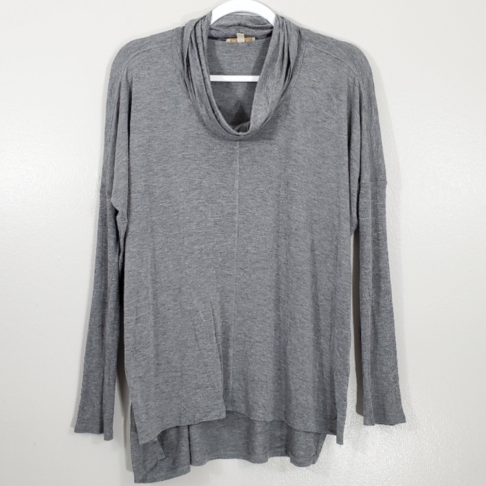 Anthropologie Bordeaux | Grey Cowl Neck Long-Sleeve Top/Tunic, Size M/Medium